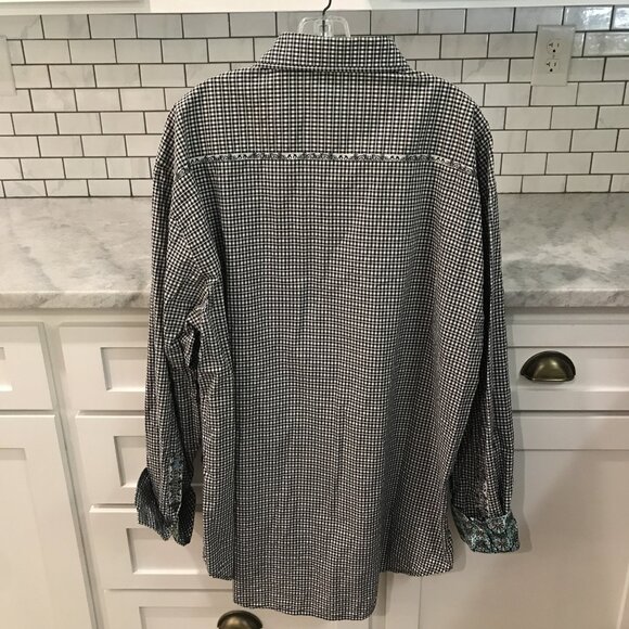 Robert Graham Shirt Mens 3XL Black White Check Classic Long Sleeve Flip Cuff - Picture 4 of 12